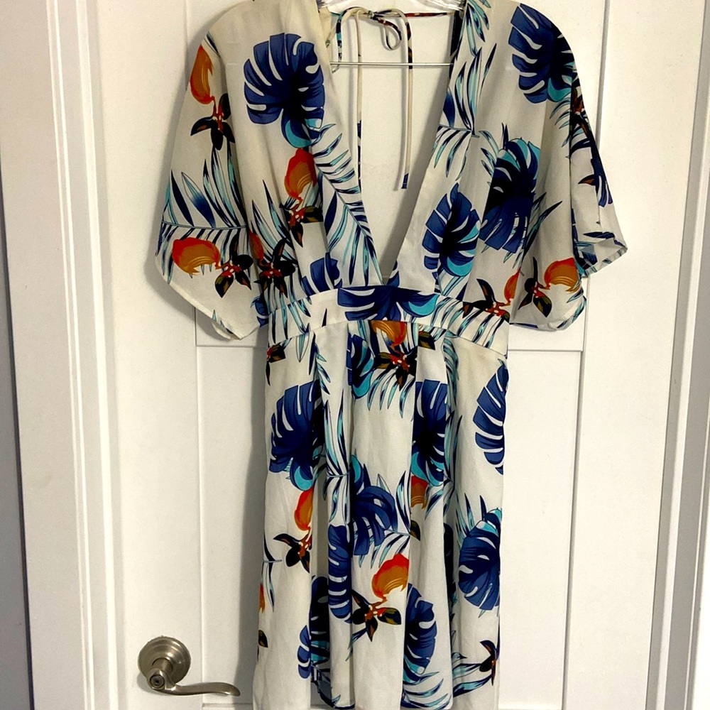 Tropical Mini Open Back Dress SZ LARGE